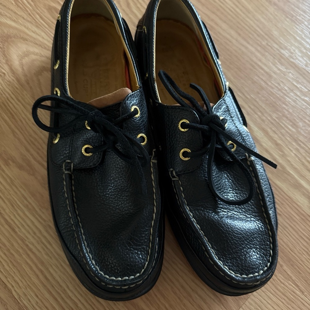 Sperry Black Leather Boat Shoes
